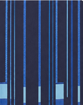 Electric Blue Linear Geometry crepe, print close up