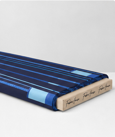 Electric Blue Linear Geometry crepe folded
