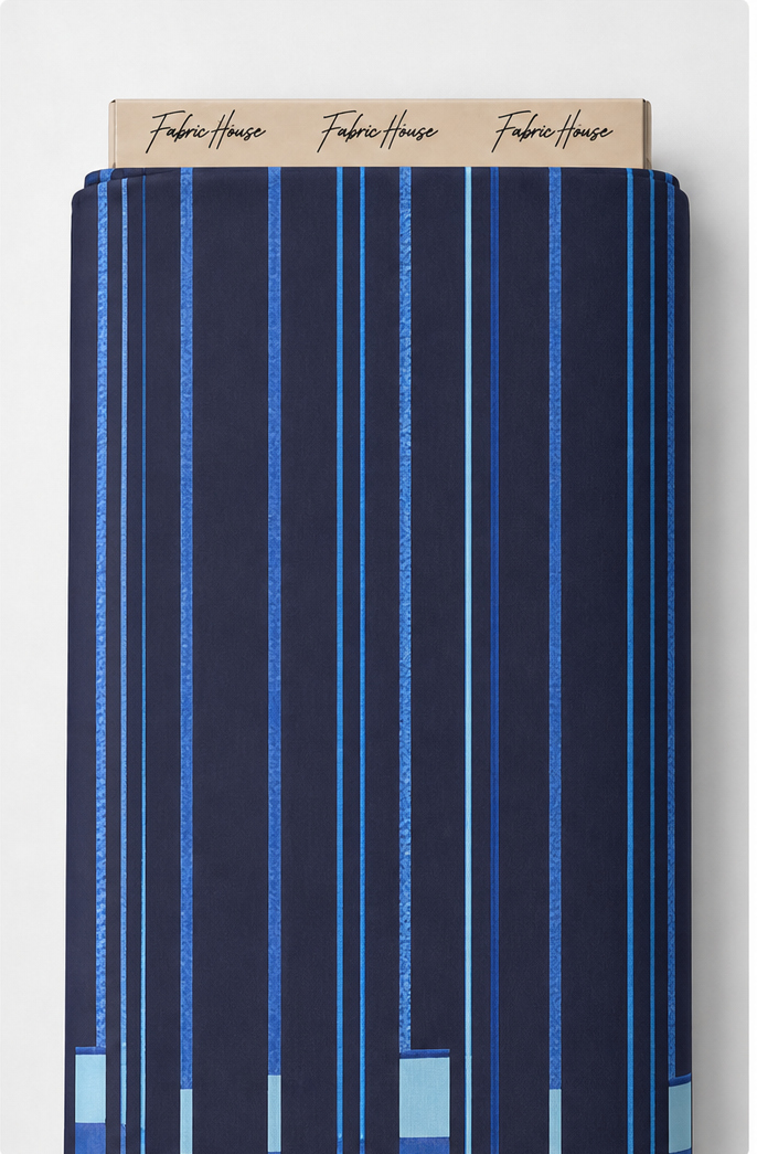 Electric Blue Linear Geometry crepe full roll