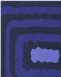 Indigo Layered Square Motif crepe, print close up
