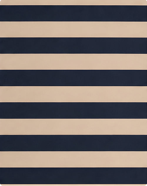 Beige and Navy Horizontal Stripes crepe, print close up