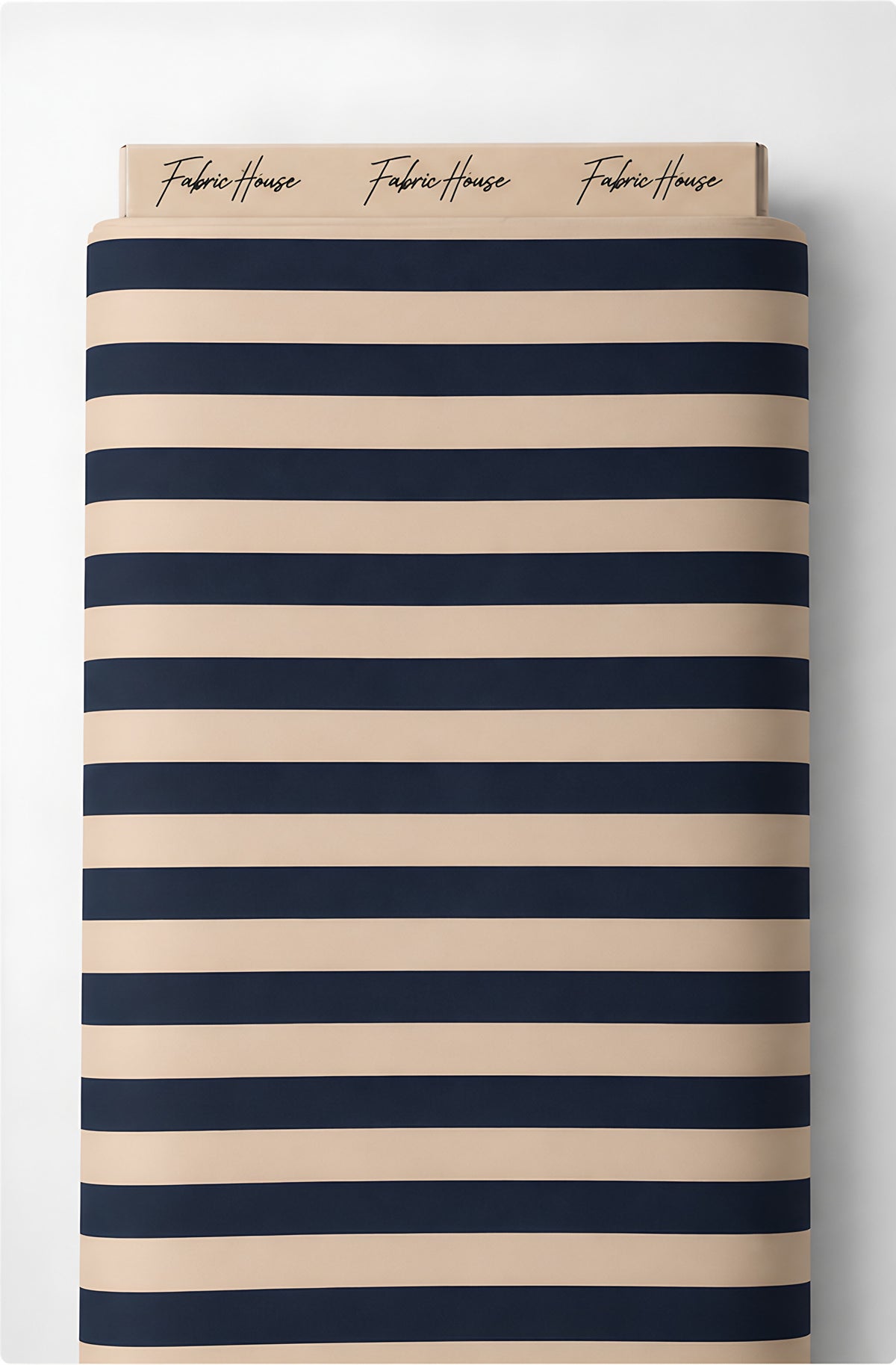 Beige and Navy Horizontal Stripes crepe full roll