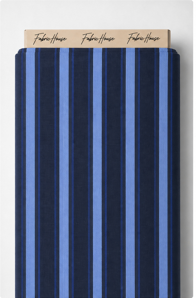 Blue Multitone Vertical Stripes crepe full roll