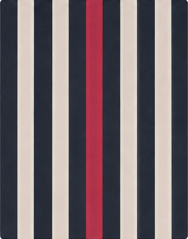 Navy Red Accent Stripes crepe, print close up