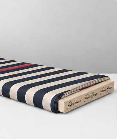 Navy Red Accent Stripes crepe folded