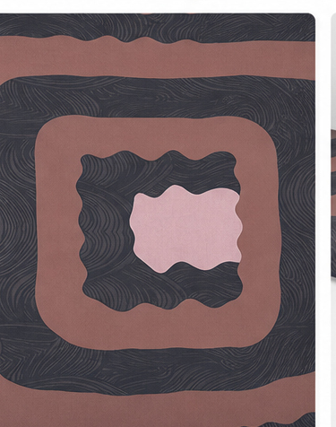 Dusty Rose Layered Squares crepe, print close up