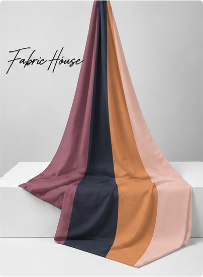 Terracotta Blush Colorblock Stripes crepe draped to show fall