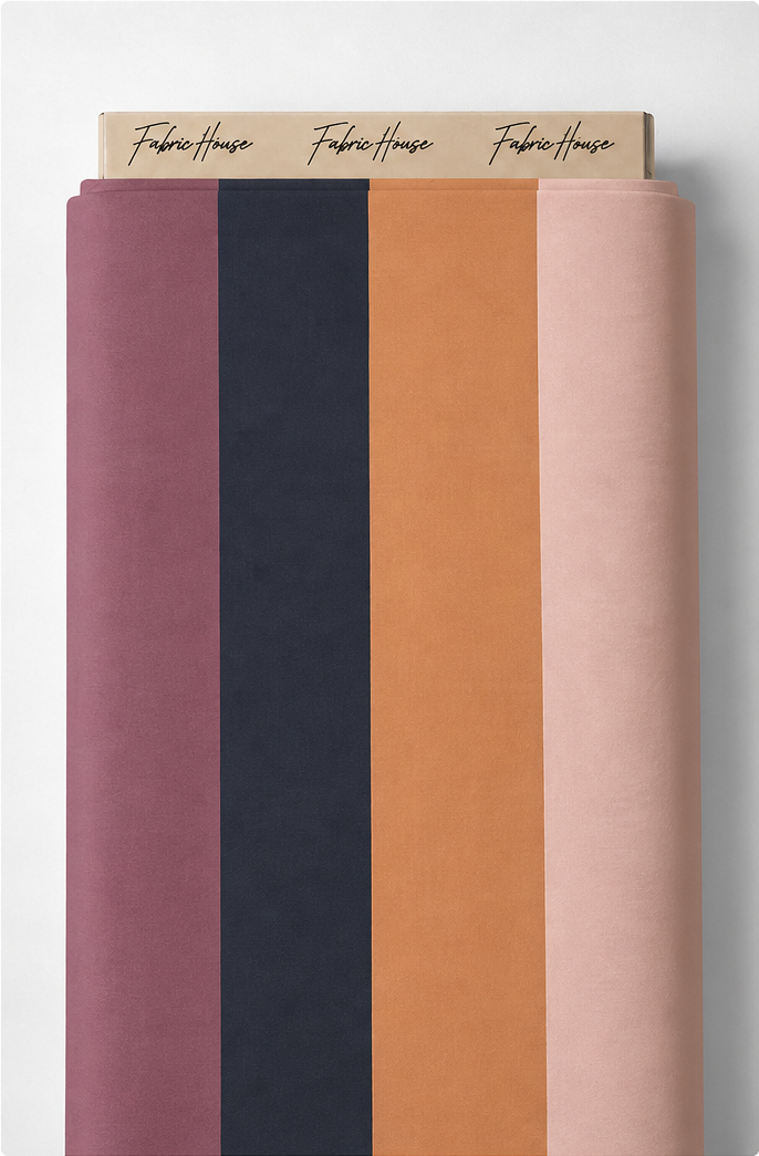 Terracotta Blush Colorblock Stripes crepe full roll