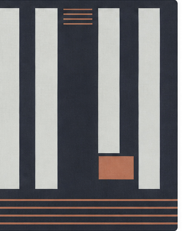 Navy Ivory Modern Geometry crepe, print close up