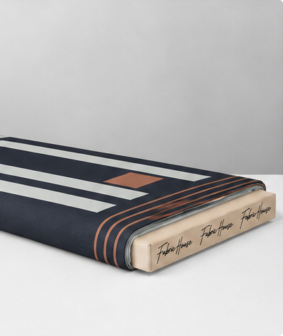 Navy Ivory Modern Geometry crepe folded
