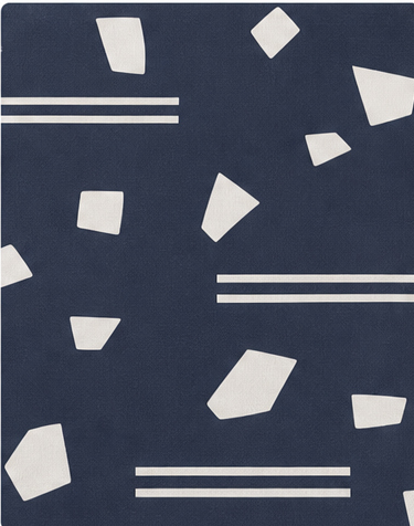 Ivory Abstract Confetti on Navy crepe, print close up