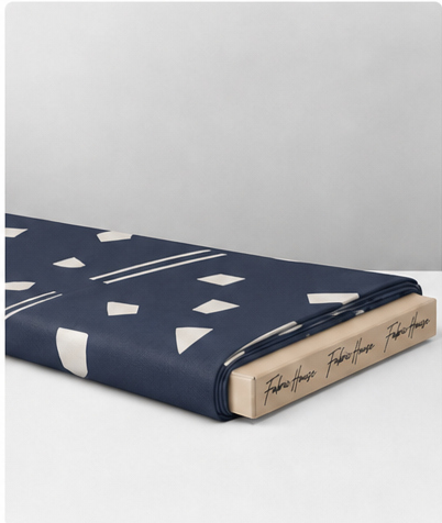 Ivory Abstract Confetti on Navy crepe folded