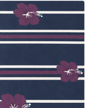 Plum Floral Navy Stripes crepe, print close up
