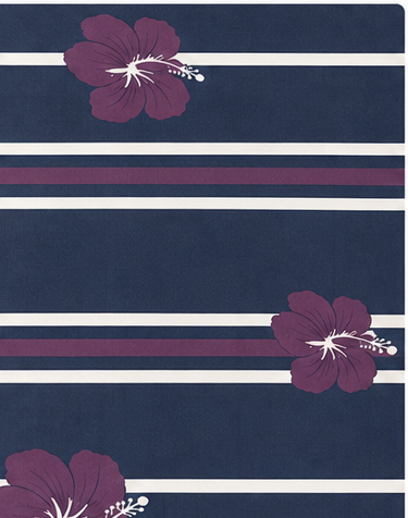Plum Floral Navy Stripes crepe, print close up