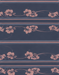 Navy Rose Floral Stripe crepe, print close up