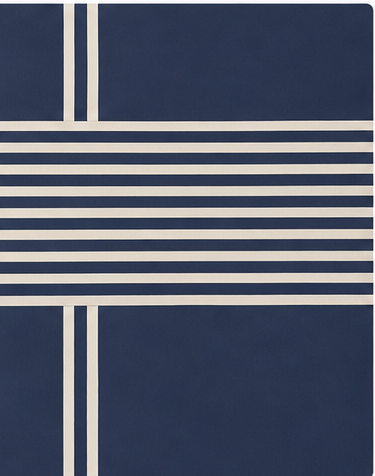Navy Ivory Grid Stripes crepe, print close up