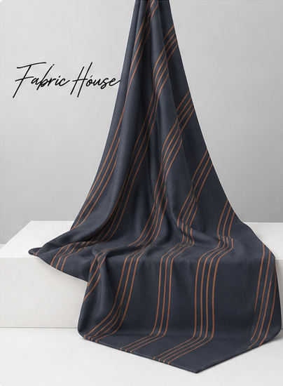 Charcoal Copper Fine Stripes crepe draped to show fall