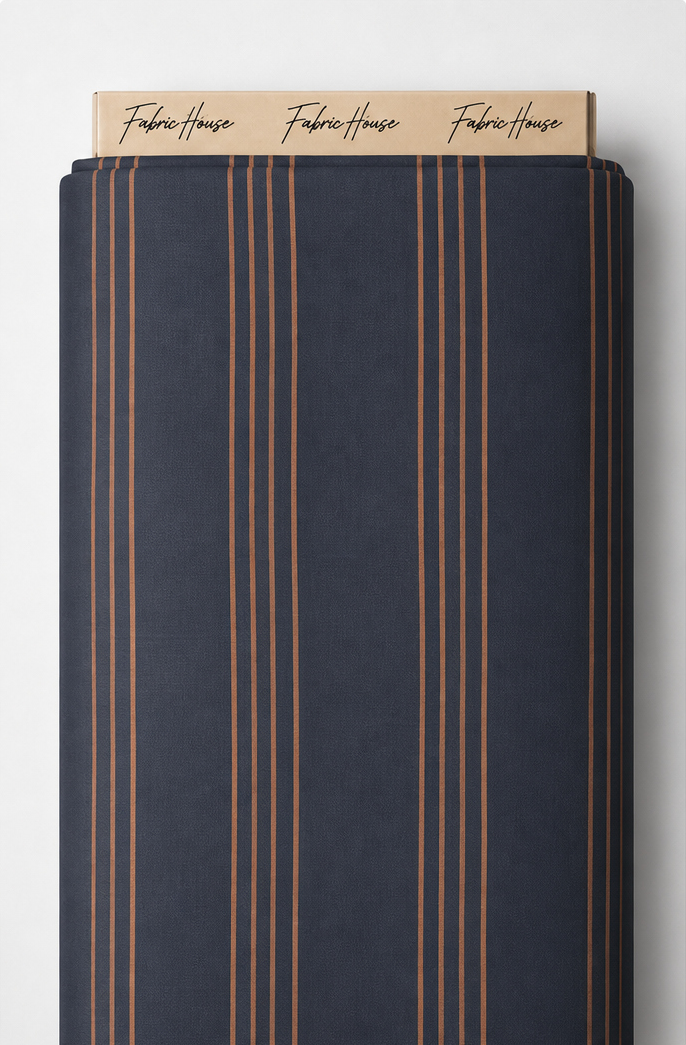 Charcoal Copper Fine Stripes crepe full roll