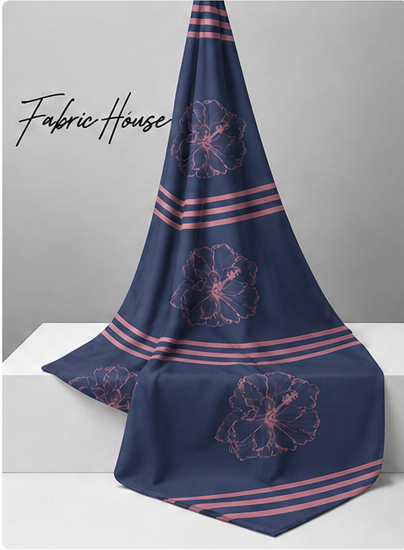 Navy Burgundy Floral Bands crepe draped to show fall