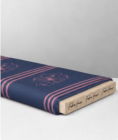 Navy Burgundy Floral Bands crepe folded