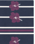 Navy Plum Blossom Stripes crepe, print close up