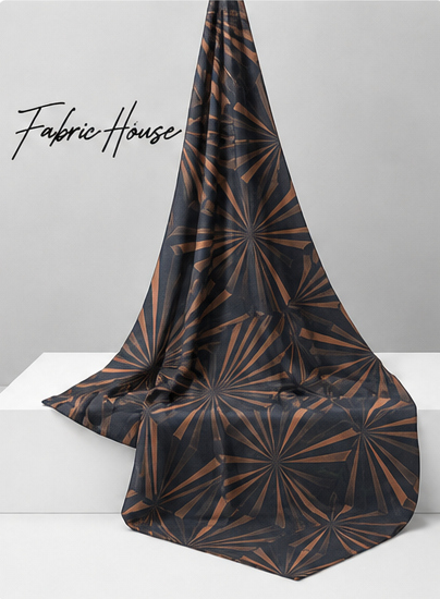 Charcoal Printed Crepe 042 crepe draped to show fall