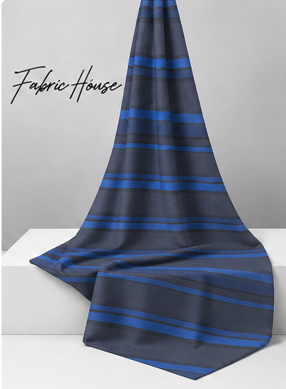 Deep Blue Printed Crepe 044 crepe draped to show fall