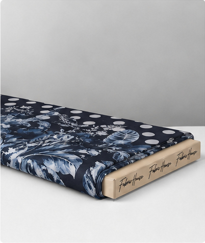 Deep Blue Printed Crepe 052 crepe folded