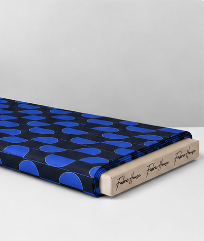 Deep Blue Printed Crepe 053 crepe folded