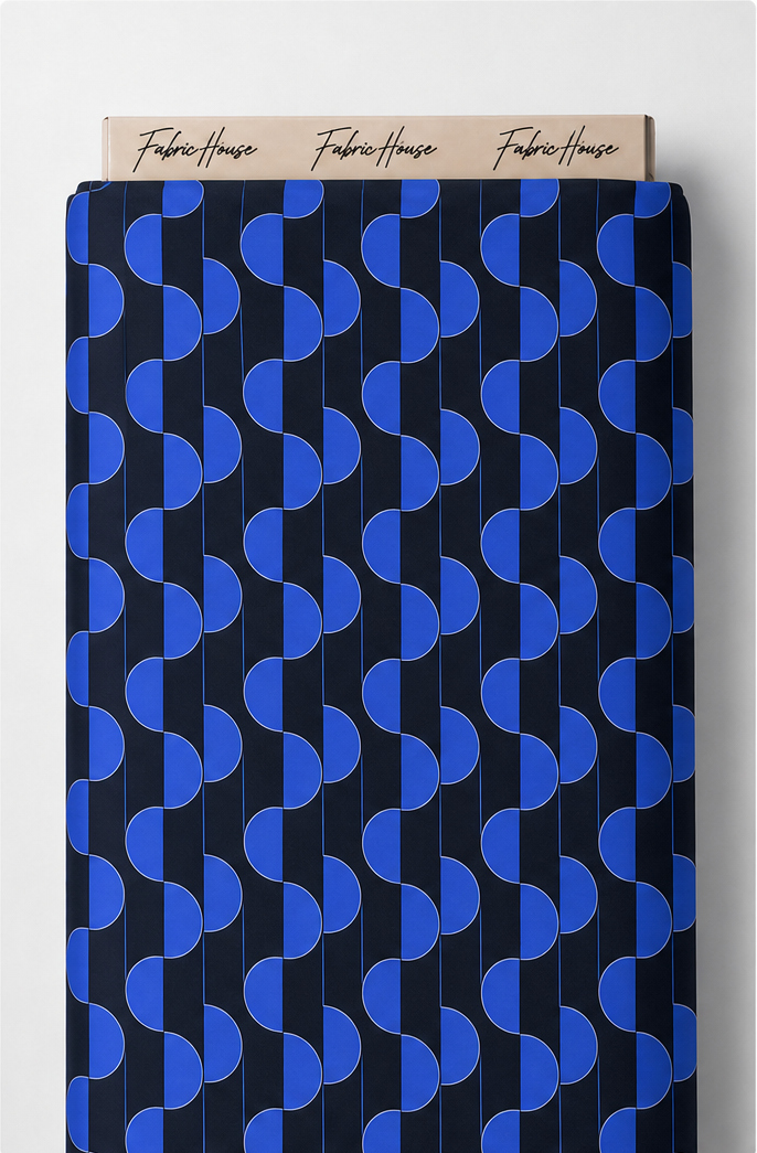 Deep Blue Printed Crepe 053 crepe full roll