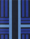 Deep Blue Printed Crepe 056 crepe, print close up