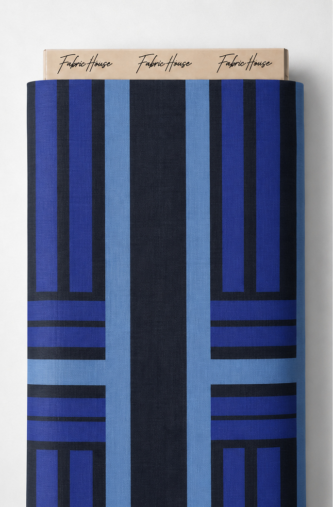 Deep Blue Printed Crepe 056 crepe full roll