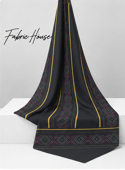 Charcoal Printed Crepe 057 crepe draped to show fall