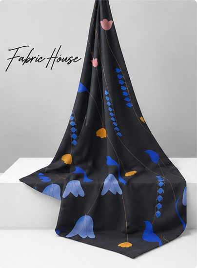 Charcoal Printed Crepe 059 crepe draped to show fall