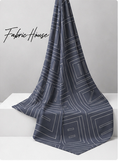 Charcoal Printed Crepe 062 crepe draped to show fall