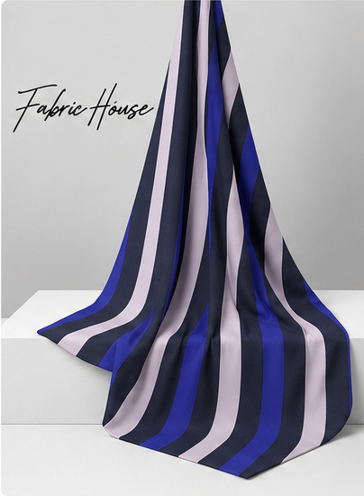 Deep Blue Printed Crepe 066 crepe draped to show fall