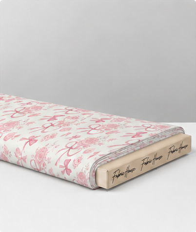 Soft Pink Floral Bows poly-cotton folded