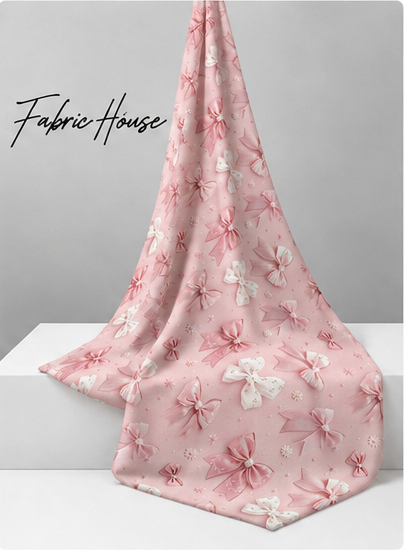 Blush Pink Ribbon Bows poly-cotton draped to show fall