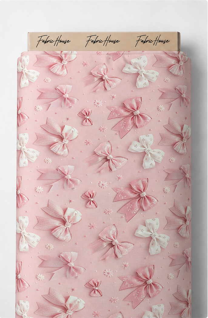 Blush Pink Ribbon Bows poly-cotton full roll