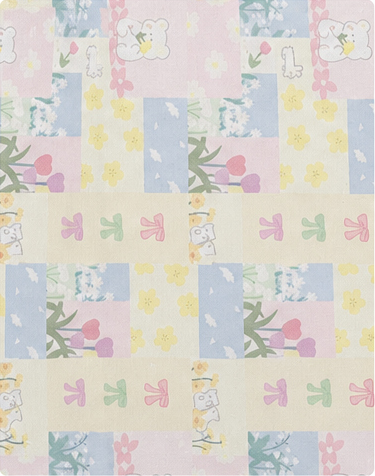Pastel Floral Patchwork poly-cotton, print close up