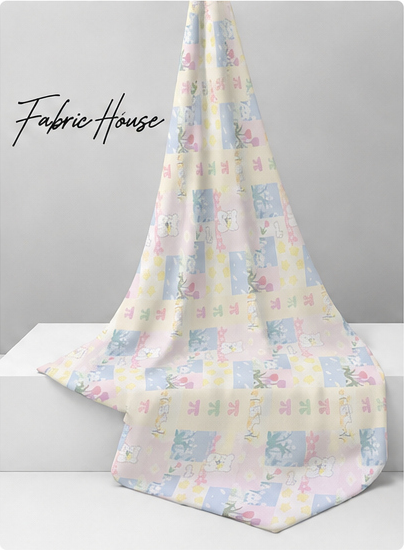 Pastel Floral Patchwork poly-cotton draped to show fall