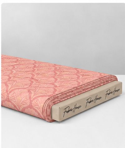 Coral Pink Fan Leaves poly-cotton folded