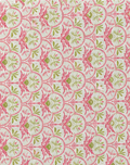 Pink and Green Botanical Scroll poly-cotton, print close up