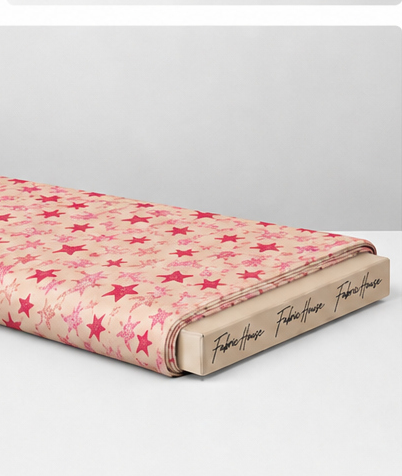 Rose Pink Star Print poly-cotton folded