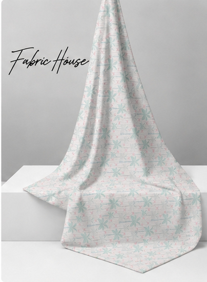 Mint Green Delicate Botanical poly-cotton draped to show fall