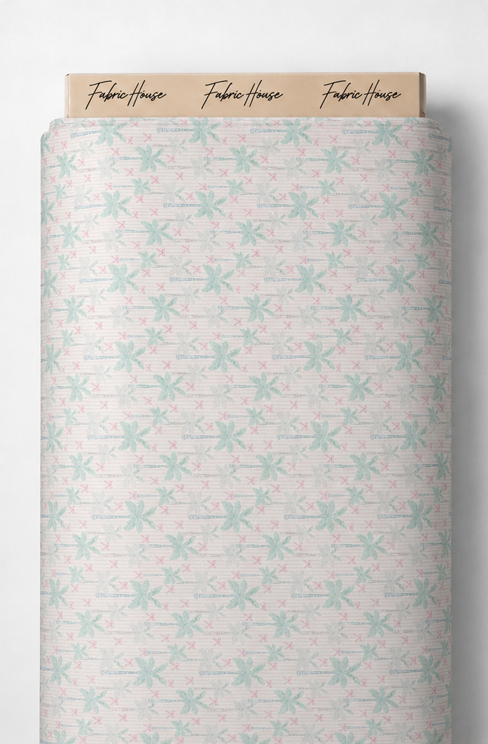 Mint Green Delicate Botanical poly-cotton full roll