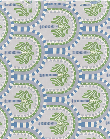 Sage Green Ornamental Circles poly-cotton, print close up