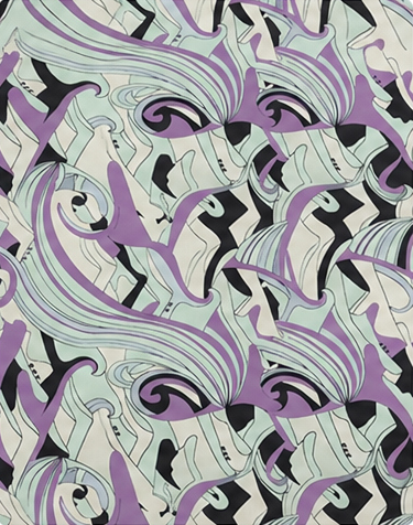 Lilac Abstract Swirls poly-cotton, print close up