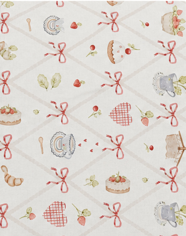 Ivory Delicate Floral Sprigs poly-cotton, print close up