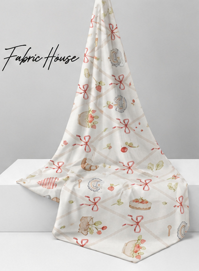 Ivory Delicate Floral Sprigs poly-cotton draped to show fall